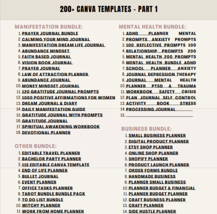 200+ CANVA TEMPLATES